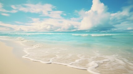 Fototapeta na wymiar Paradise Unveiled: Pristine White Sands Caressed by Turquoise Waves - Generative AI