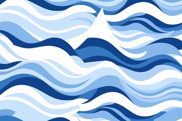 Sleek Wavy Elegance: Abstract Blue and White Oceanic Patterns - Generative AI