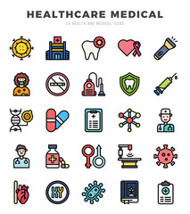 HEALTHCARE MEDICAL elements. Lineal Color web icon set. Simple vector illustration.