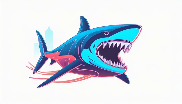 Illustration of an angry Shark on a white background.
