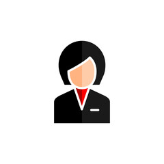 Fototapeta na wymiar Businesswoman icon in flat style. Person vector illustration on white isolated background. Manager business concept.