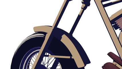 Motorcycle old school chopper machine 3d illustration render PNG