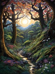 Elevated Enchantment: Enchanted Forest Illustrations Plateau Art Print