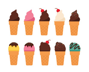 Summer ice cream cone vector illustration	
