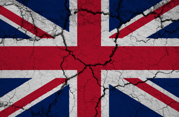 Fototapeta premium Close-Up of a Wrinkled and Cracked Old United Kingdom Flag