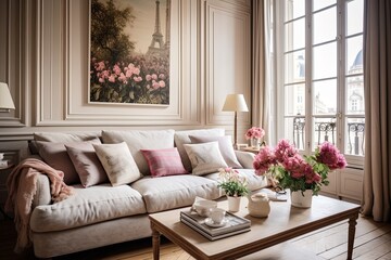 French Country Sofa Decor: A Spacious Apartment Retreat with Elegant Seating Options