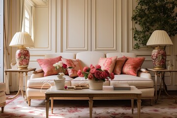 French Country Sofa Decor: Comfortable Seat Choices in Spacious Apartment