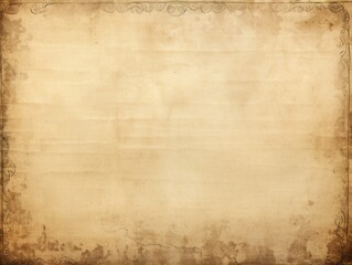 Blank Vintage Paper with Antique Border. Aged and Discolored Background for Empty Document
