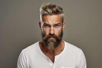 Fototapeta premium Fed Up. Portrait of a Bored and Exhausted Bearded Man with a Displeased Facial Expression