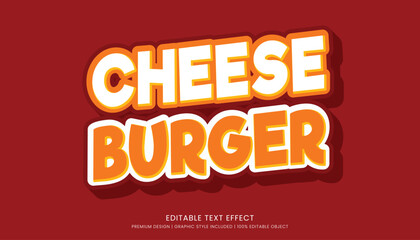 cheese burger food editable 3d text effect template bold typography and abstract style, food logo and fast food brand - obrazy, fototapety, plakaty