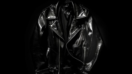 leather jacket on Black background