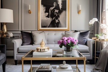 Glam Hollywood Apartment: French Country Sofa Decor Inspiration