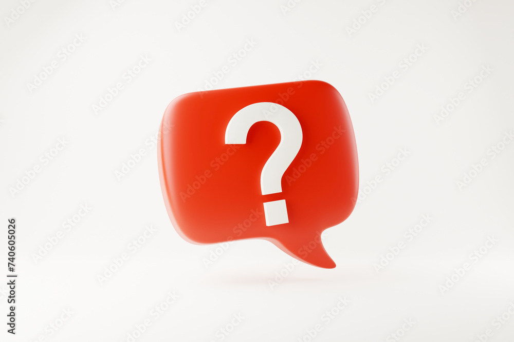 Poster 3d rendering a question mark floated in the air. question ideas that arise in various places