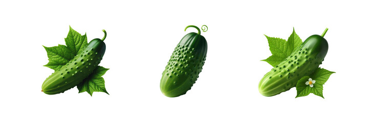 Set of Cucumber, illustration, isolated over on transparent white background