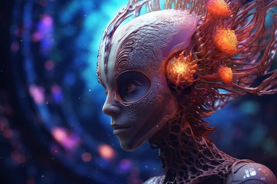 Alien Life in Space. Concept of a Monster from another Planet