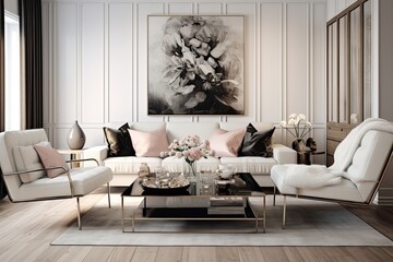 Chic Furniture Choices: Hollywood Glam Meets Scandinavian Mid-Century Living Spaces