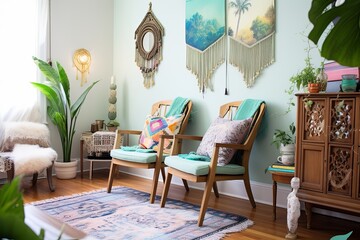 Mint Chair Magic: Bohemian Wall Hangings Inspiring Home Decor Ideas