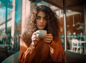 Smiling Woman Holding Coffee Mug Indoors