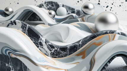 3D rendering of a wave on a marble surface