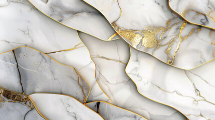 3D rendering of a marble surface with gold foil