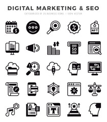 Digital Marketing & SEO. Lineal Filled icons Pack. vector illustration.