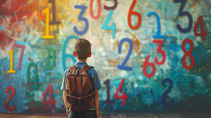 Young school kid with backpack.
