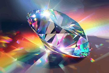 a colorful diamond is shining brightly in the dark