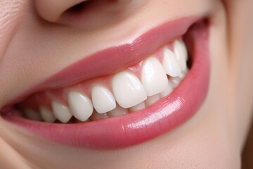 Young woman with a flawless smile after whitening her teeth at the dental clinic representing the concept of dental health