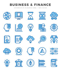 Business & Finance Icons Pack Two Color Style. Vector illustration.