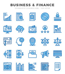 Collection of Business & Finance 25 Two Color Icons Pack.