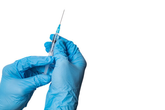 Preparing syringe on white