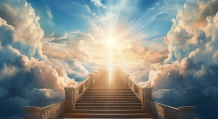 stair leading up to heaven heaven - obrazy, fototapety, plakaty
