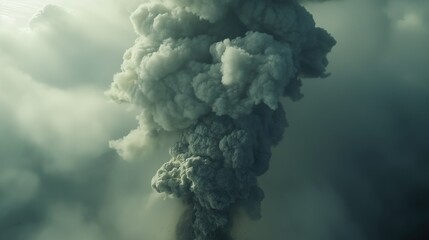A huge column of smoke with ash