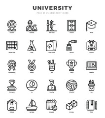 Set of 25 Universityl Lineal Icons Pack.