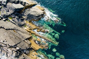 Rough and rocky shore along famous Ring of Kerry route. Rugged coast of on Iveragh Peninsula, Ireland. © MNStudio