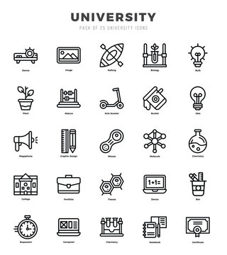 Set of Lineal Universityl Icons. Lineal art icon. Vector illustration