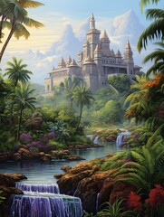 Tropical Castle Paradise: Majestic Palace Landscapes and Island Beauty