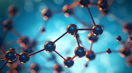 Molecular structure on blue background