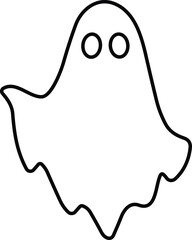 Ghost icon line. Halloween concept, Cartoon Ghost, black ghost with eyes, spooky character, ghoul or spirit monsters silhouette with spooky faces. Horror holiday flying phantoms or nightmare