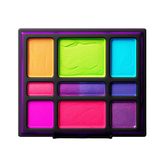 Fototapeta premium Neon eye shadow palette in vibrant color isolated on transparent background