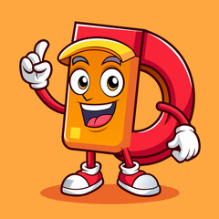 Playful D Letter Mascot Character