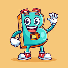 Playful B Letter Mascot Character