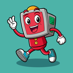 Monitor cartoon character mascot