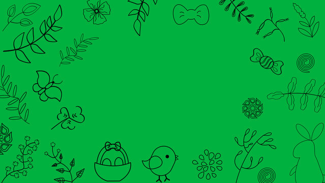 easter related things on green screen. concept for easter decoration.