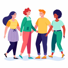 Obraz premium Diverse Group of Friends - Holding Hands - Minimali