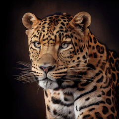 Obraz premium Majestic Jaguar Portrait with Intense Gaze in Studio Setting