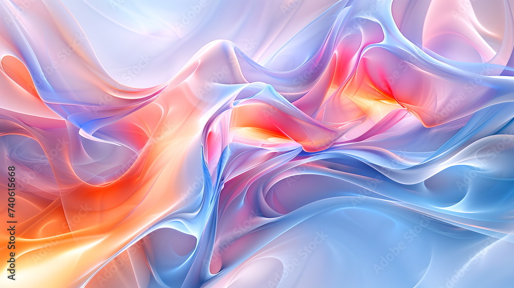 Aufkleber abstract image with flowing shapes in soft pastel colors with a sense of movement