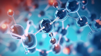 Molecular structure on blue background