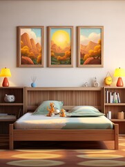 Playful Children's Room: Scenic Creatures Panoramic Landscape Wall Art
