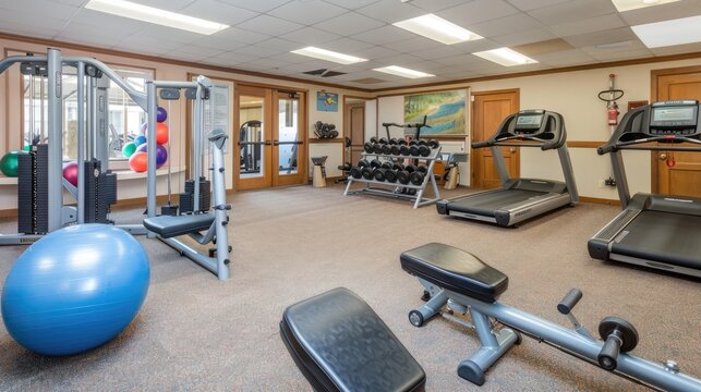 Modern Fitness Studio with Exercise Equipment for Active Lifestyle and Wellness Training